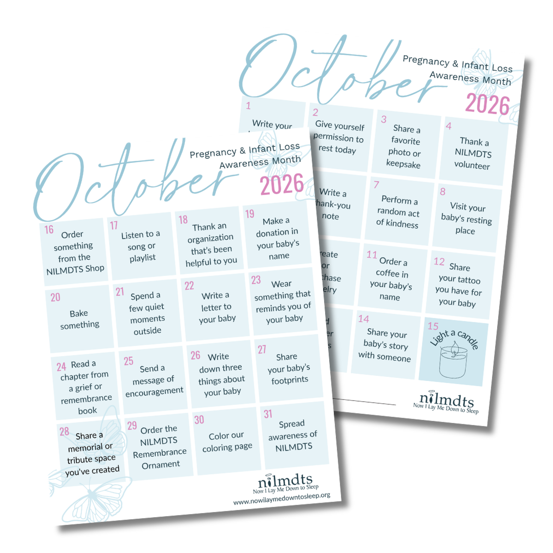 pregnancy and infant loss awareness month calendar